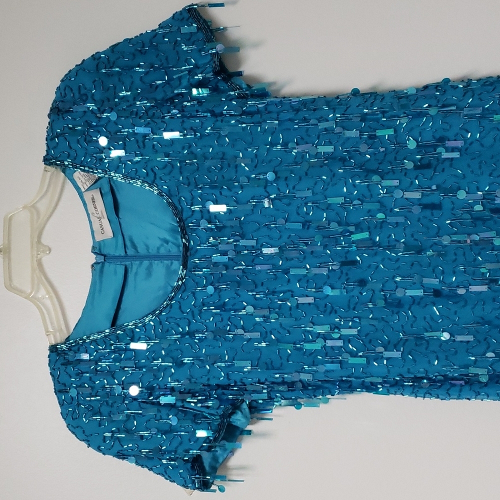 Vintage silk and beaded/sequined mini‎ dress - Picture 2 of 14